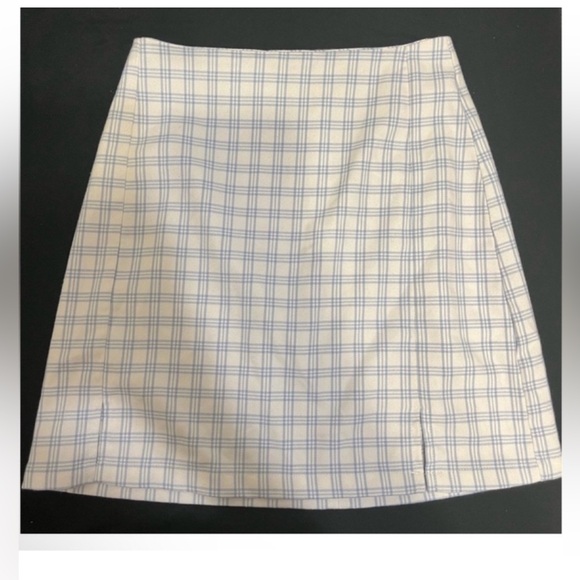 Brandy Melville White and Blue Plaid A-Line Skirt - Picture 1 of 3
